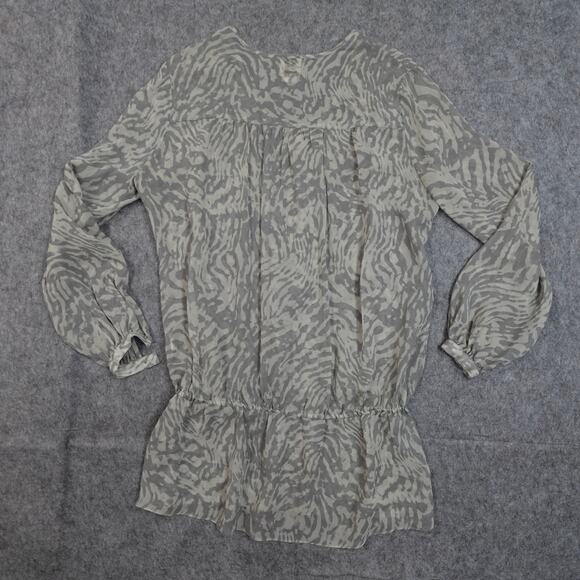 Haute Hippie Top Womens Extra Small Silk Popover Peasant Tunic Marbled Chiffon - Picture 5 of 9